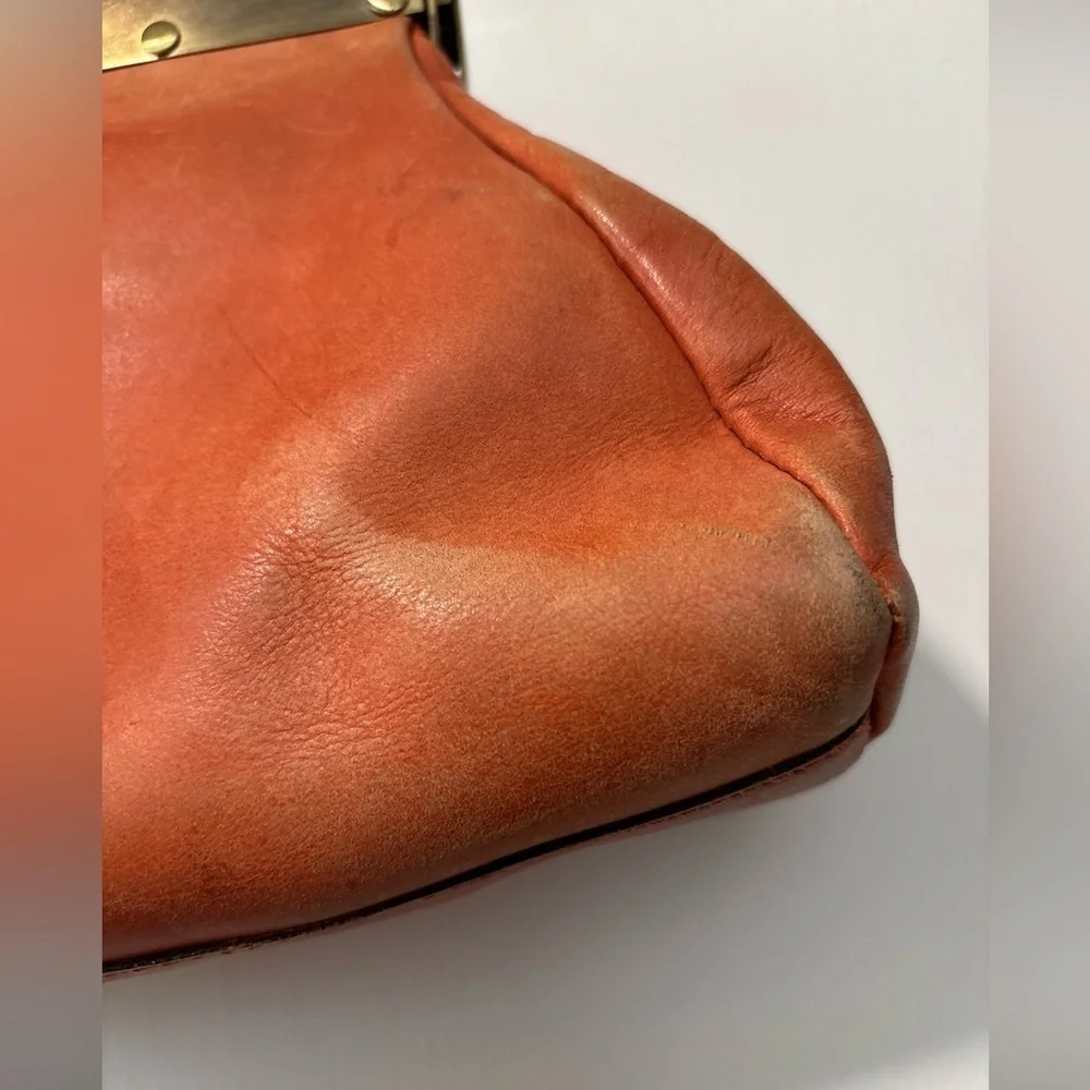 Patricia Nash Leather Ferraro Handbag Framed Flower Purse Clasp Pink Orange Bag